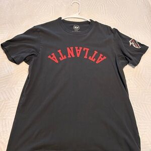 47 Brand Atlanta Black Tee with Red Chest Graphic
